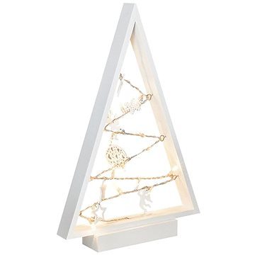 LED drevený vianočný stromček s ozdobami