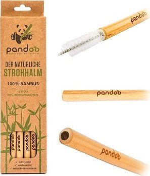 PANDOO Dlhá bambusová slamka s čistiacou