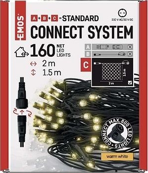 EMOS Standard LED spojovacia vianočná reťaz – sieť